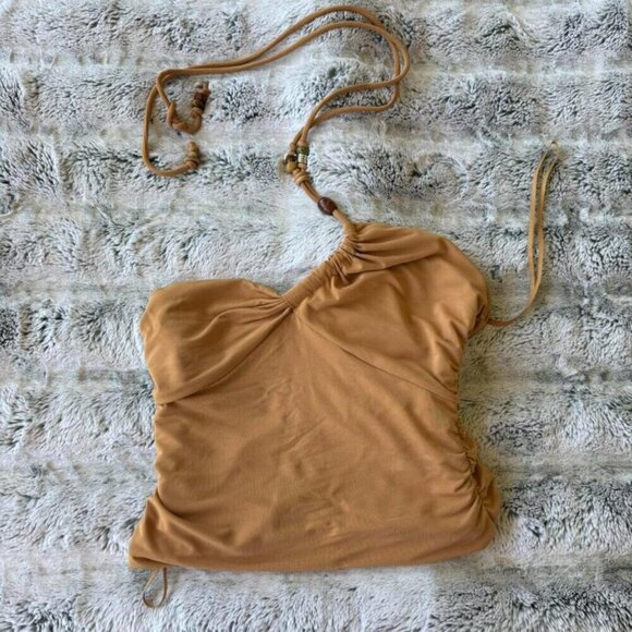 A.L.C Asymmetrical Gabi Brown Beaded Top - Picture 2 of 4